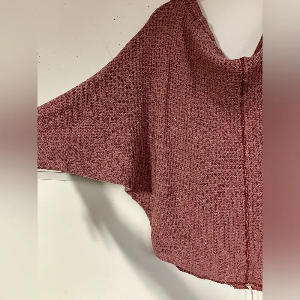 Free People Mercury Waffle Weave Long-Sleeve Sweater Mauve Medium - Picture 3 of 7